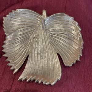 Gold Leaf Decorative Dish Angel /Leaf Pewter/metal Made In Sweden By EightMood